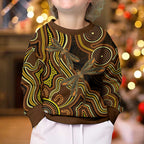 Orange Indigenous Dragonfly Australia Kid Ugly Christmas Sweater Aboriginal Art - Aussie Hoodie