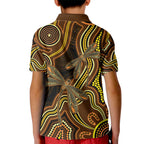 Orange Indigenous Dragonfly Australia Kid Polo Shirt Aboriginal Art - Aussie Hoodie