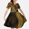 Orange Indigenous Dragonfly Australia Kid Short Sleeve Dress Aboriginal Art - Aussie Hoodie