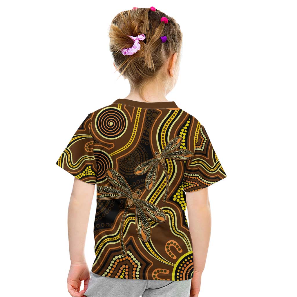 Orange Indigenous Dragonfly Australia Kid T Shirt Aboriginal Art - Aussie Hoodie