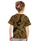 Orange Indigenous Dragonfly Australia Kid T Shirt Aboriginal Art - Aussie Hoodie