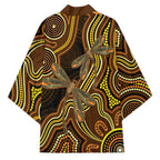 Orange Indigenous Dragonfly Australia Kimono Aboriginal Art - Aussie Hoodie