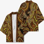Orange Indigenous Dragonfly Australia Kimono Aboriginal Art - Aussie Hoodie