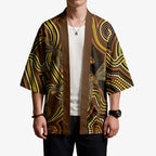 Orange Indigenous Dragonfly Australia Kimono Aboriginal Art - Aussie Hoodie