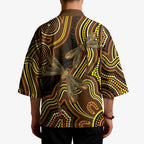 Orange Indigenous Dragonfly Australia Kimono Aboriginal Art - Aussie Hoodie