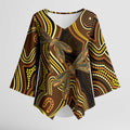 Orange Indigenous Dragonfly Australia Kimono Sleeve Blouse Aboriginal Art - Aussie Hoodie