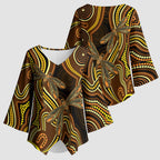 Orange Indigenous Dragonfly Australia Kimono Sleeve Blouse Aboriginal Art - Aussie Hoodie