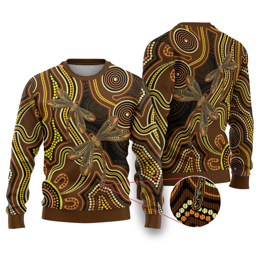 Orange Indigenous Dragonfly Australia Ugly Christmas Sweater Aboriginal Art - Aussie Hoodie