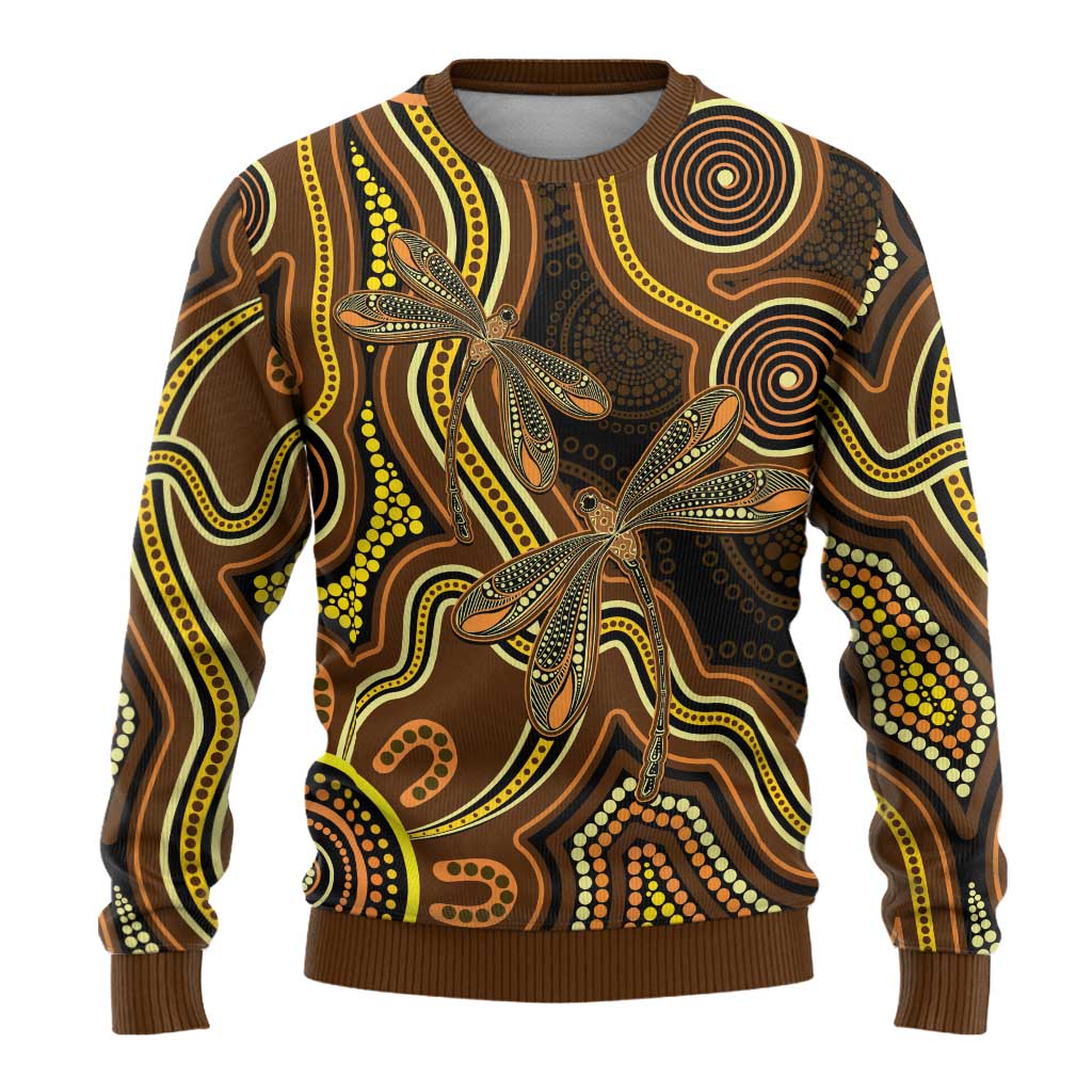 Orange Indigenous Dragonfly Australia Ugly Christmas Sweater Aboriginal Art - Aussie Hoodie