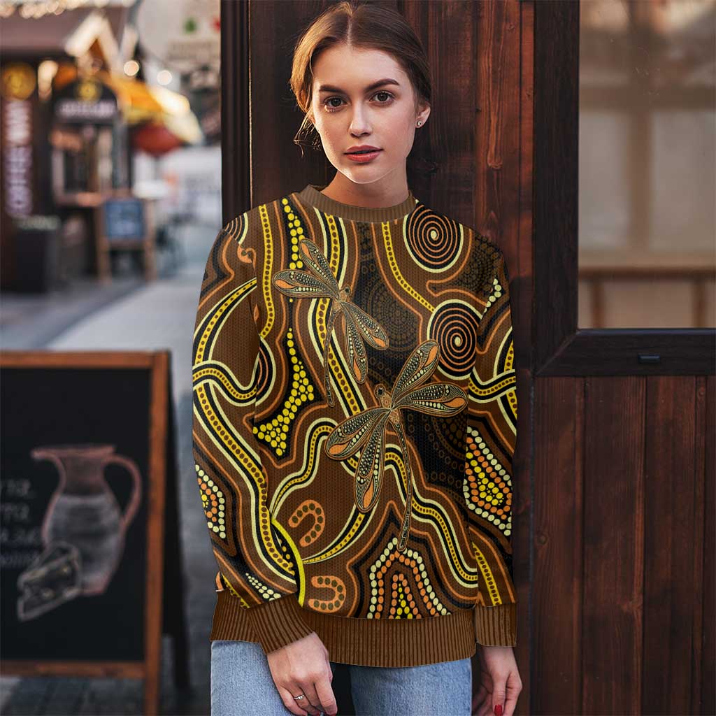 Orange Indigenous Dragonfly Australia Ugly Christmas Sweater Aboriginal Art - Aussie Hoodie