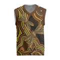 Orange Indigenous Dragonfly Australia Christmas Knitted V-Neck Vest Aboriginal Art - Aussie Hoodie