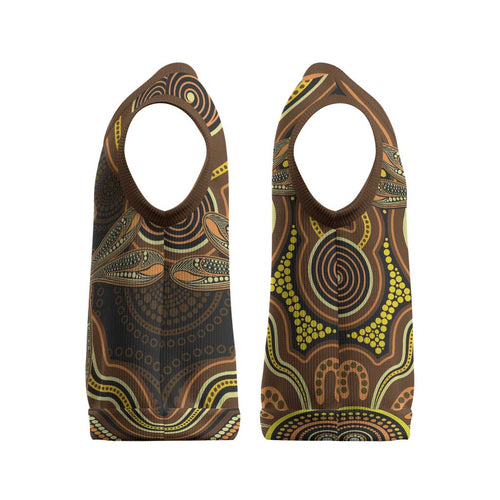 Orange Indigenous Dragonfly Australia Christmas Knitted V-Neck Vest Aboriginal Art - Aussie Hoodie