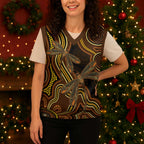 Orange Indigenous Dragonfly Australia Christmas Knitted V-Neck Vest Aboriginal Art - Aussie Hoodie