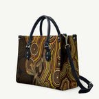 Orange Indigenous Dragonfly Australia Leather Bag Aboriginal Art - Aussie Hoodie