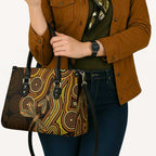 Orange Indigenous Dragonfly Australia Leather Bag Aboriginal Art - Aussie Hoodie