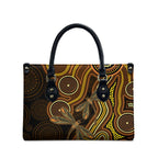 Orange Indigenous Dragonfly Australia Leather Bag Aboriginal Art - Aussie Hoodie