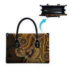 Orange Indigenous Dragonfly Australia Leather Bag Aboriginal Art - Aussie Hoodie