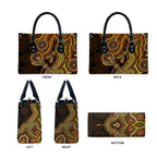 Orange Indigenous Dragonfly Australia Leather Bag Aboriginal Art - Aussie Hoodie