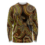 Orange Indigenous Dragonfly Australia Long Sleeve Shirt Aboriginal Art - Aussie Hoodie