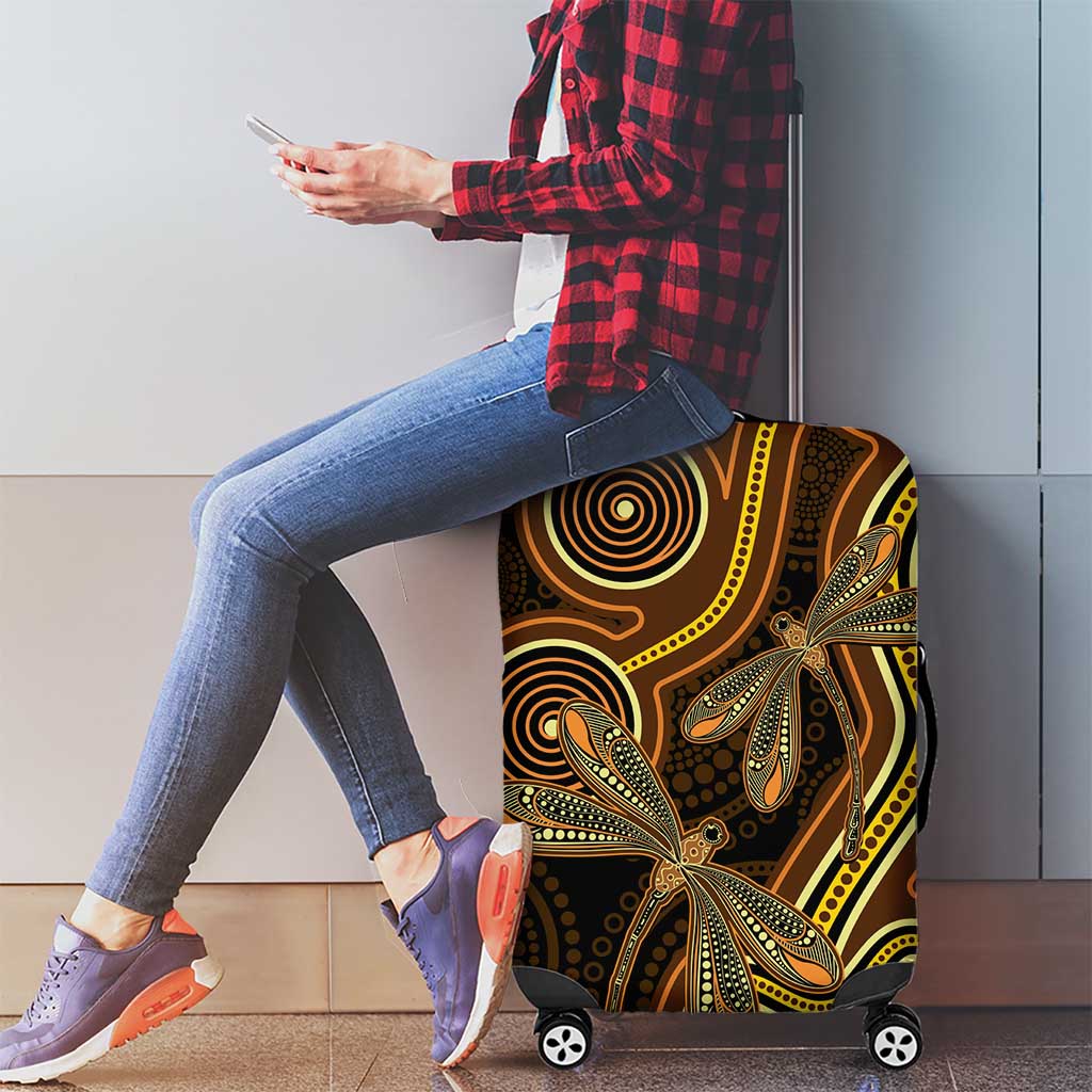 Orange Indigenous Dragonfly Australia Luggage Cover Aboriginal Art - Aussie Hoodie