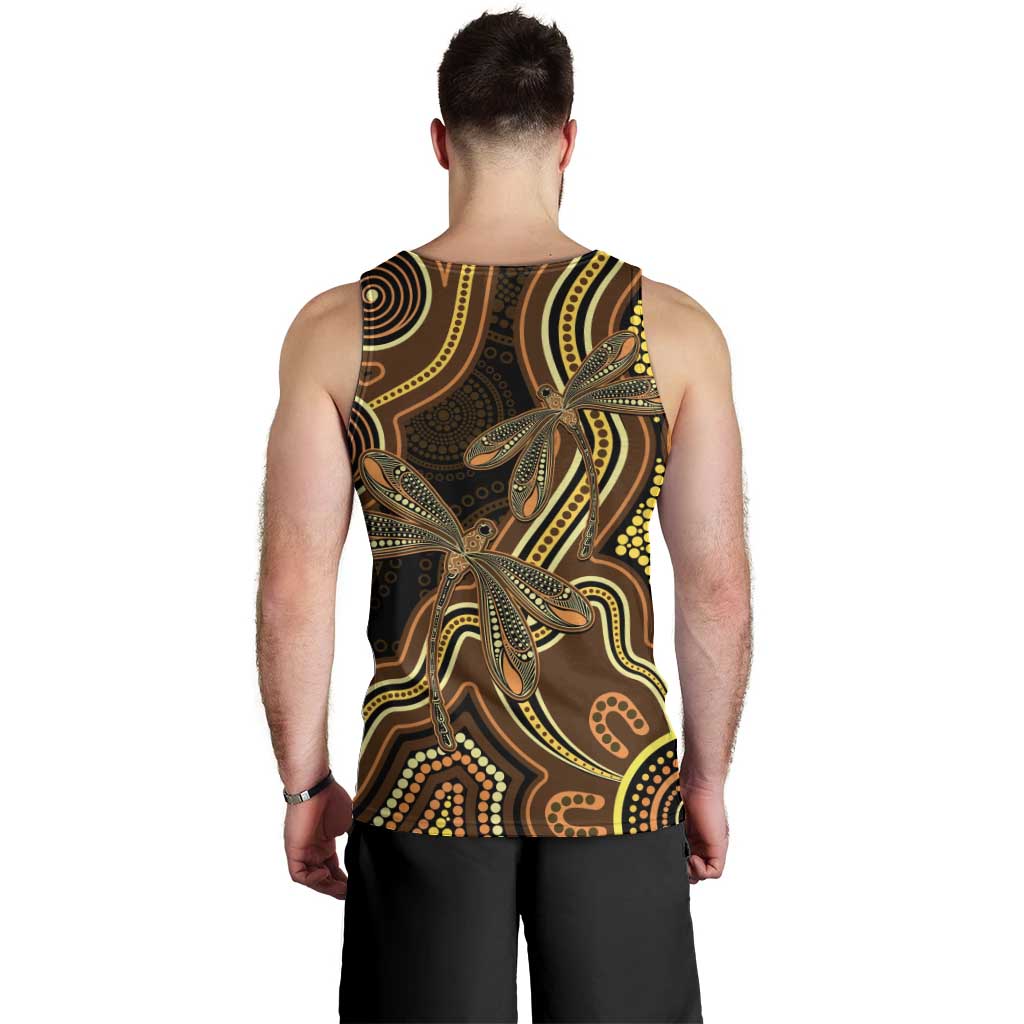 Orange Indigenous Dragonfly Australia Men Tank Top Aboriginal Art - Aussie Hoodie