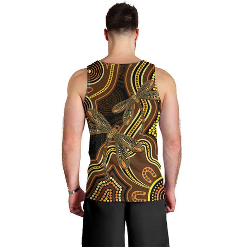 Orange Indigenous Dragonfly Australia Men Tank Top Aboriginal Art - Aussie Hoodie