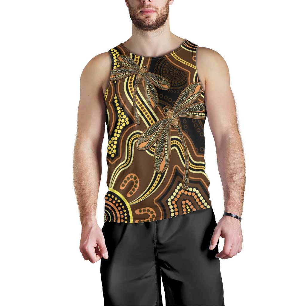 Orange Indigenous Dragonfly Australia Men Tank Top Aboriginal Art - Aussie Hoodie