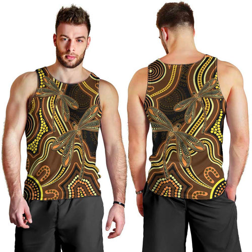 Orange Indigenous Dragonfly Australia Men Tank Top Aboriginal Art - Aussie Hoodie