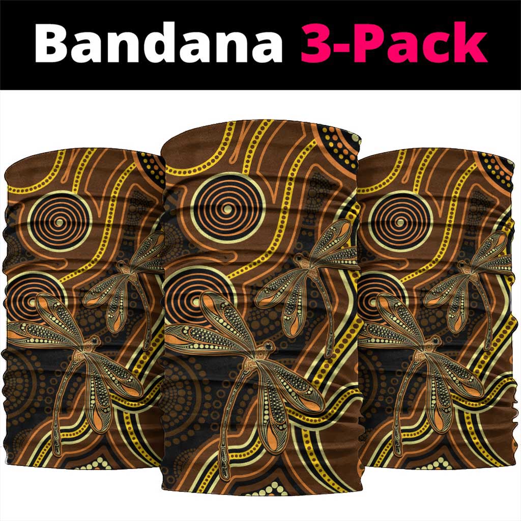 Orange Indigenous Dragonfly Australia Neck Gaiter Aboriginal Art - Aussie Hoodie