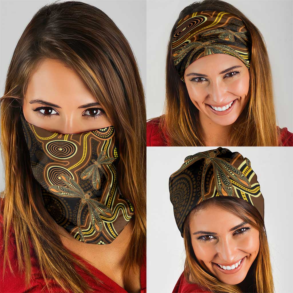 Orange Indigenous Dragonfly Australia Neck Gaiter Aboriginal Art - Aussie Hoodie