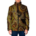 Orange Indigenous Dragonfly Australia Padded Jacket Aboriginal Art - Aussie Hoodie