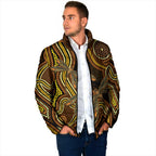 Orange Indigenous Dragonfly Australia Padded Jacket Aboriginal Art - Aussie Hoodie