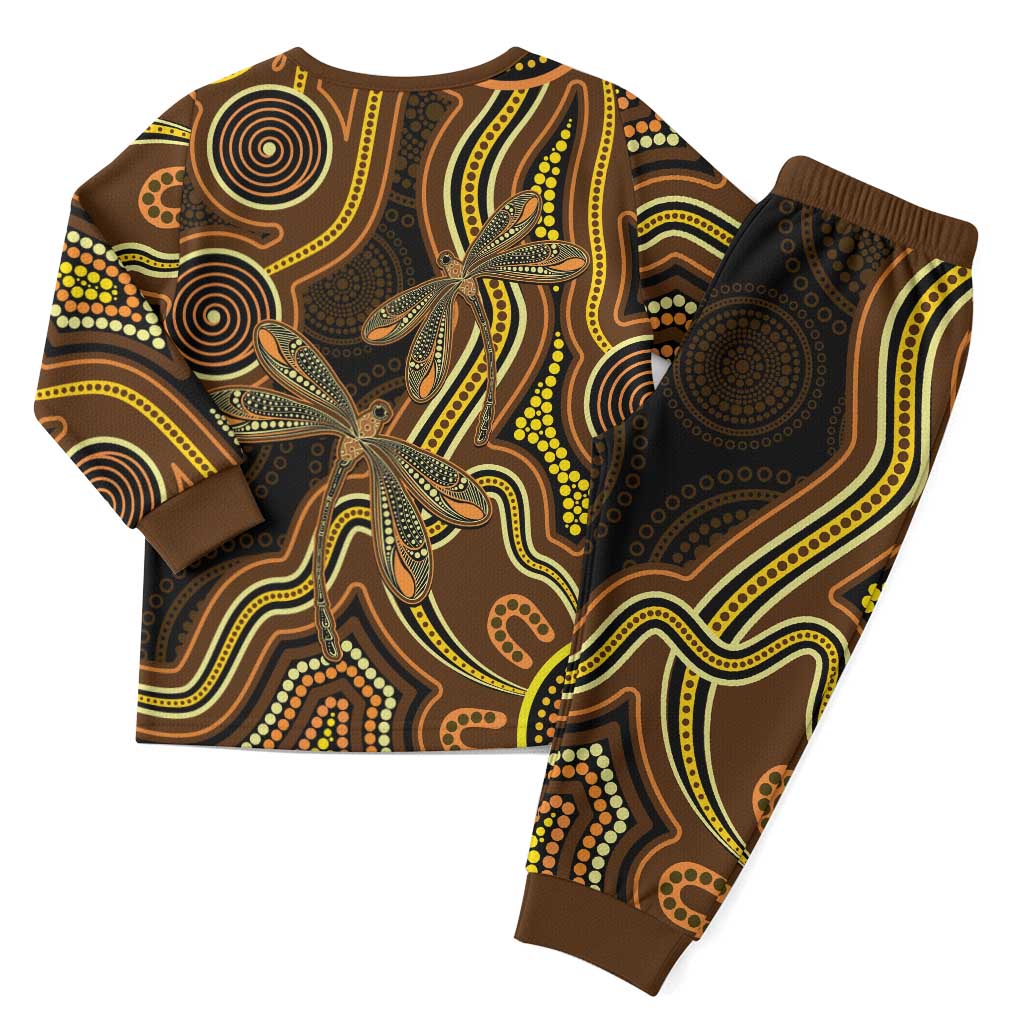 Orange Indigenous Dragonfly Australia Christmas Pajama Set Aboriginal Art - Aussie Hoodie