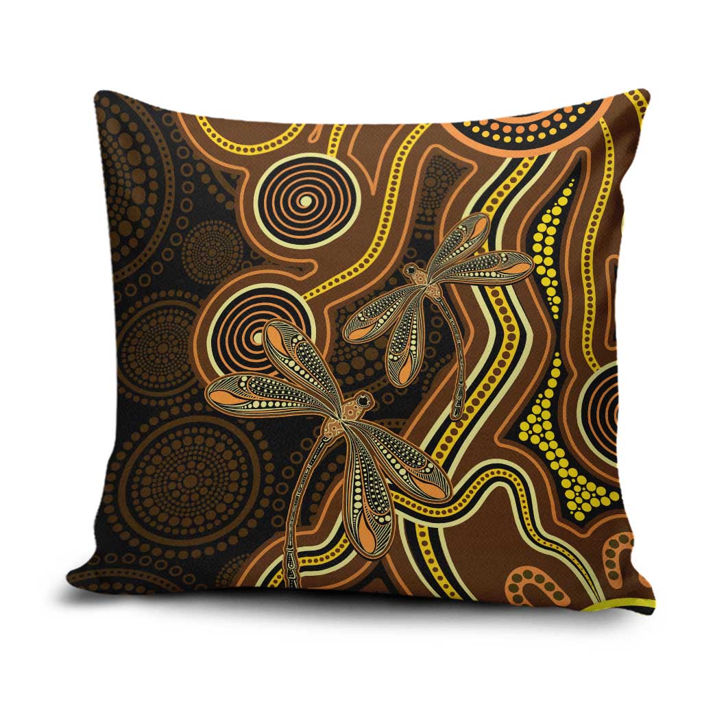 Orange Indigenous Dragonfly Australia Pillow Cover Aboriginal Art - Aussie Hoodie