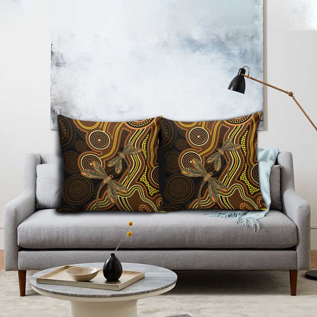 Orange Indigenous Dragonfly Australia Pillow Cover Aboriginal Art - Aussie Hoodie