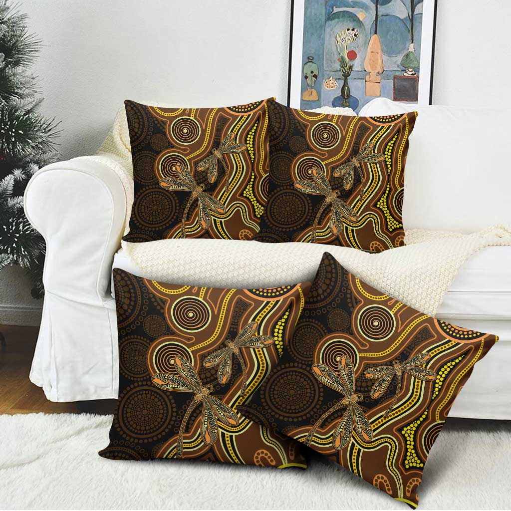 Orange Indigenous Dragonfly Australia Pillow Cover Aboriginal Art - Aussie Hoodie