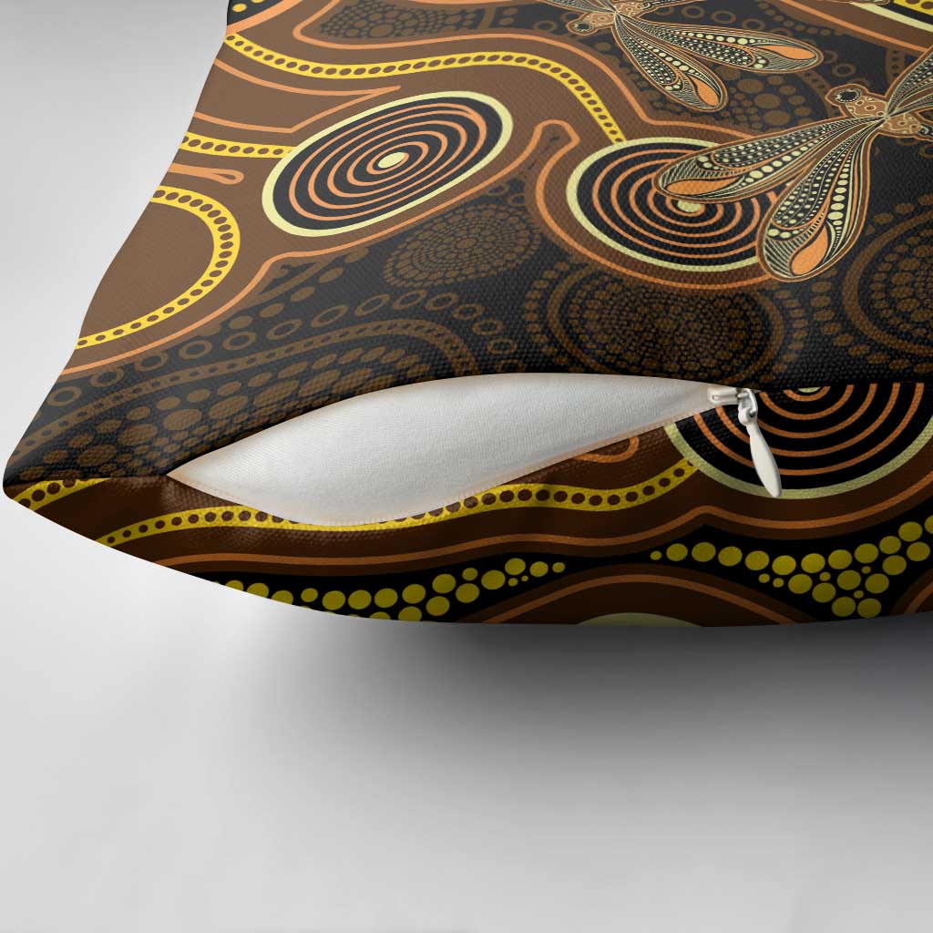 Orange Indigenous Dragonfly Australia Pillow Cover Aboriginal Art - Aussie Hoodie