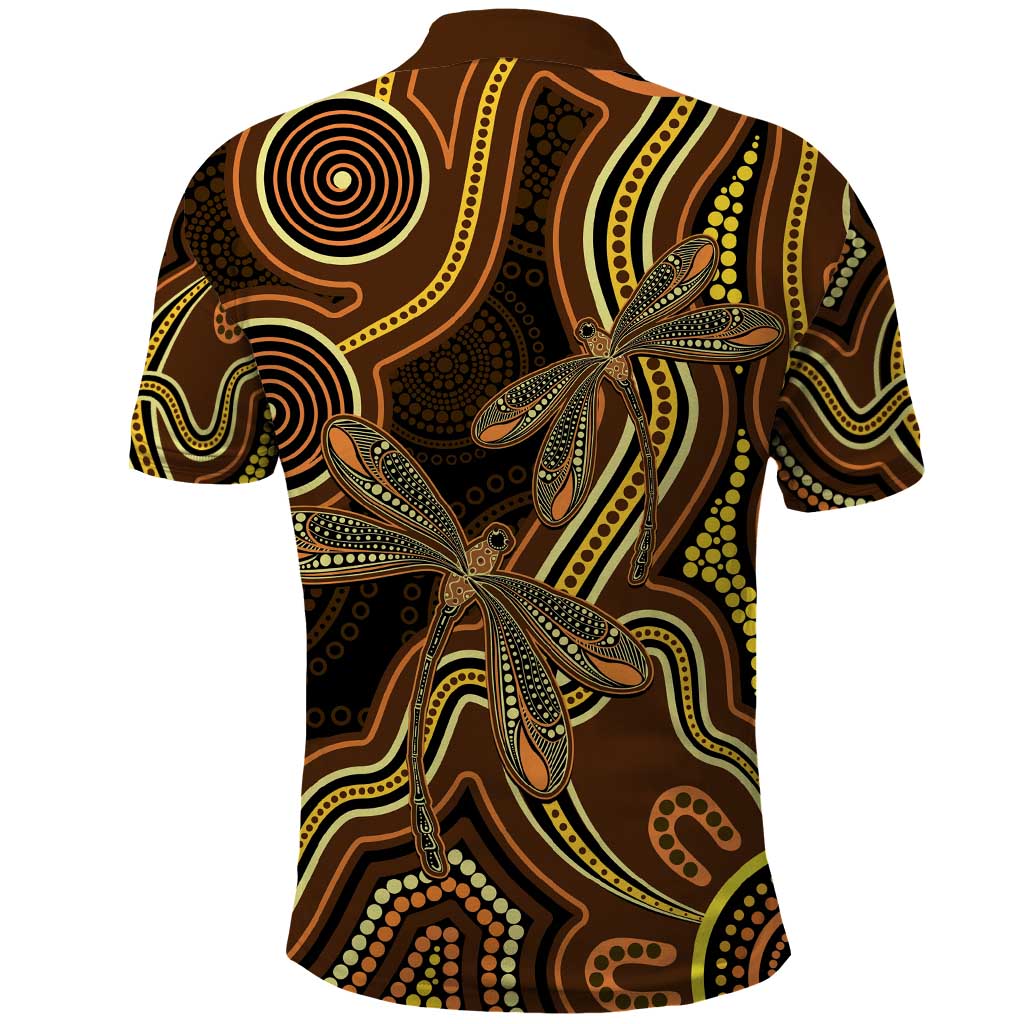 Orange Indigenous Dragonfly Australia Polo Shirt Aboriginal Art - Aussie Hoodie