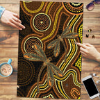 Orange Indigenous Dragonfly Australia Puzzle Aboriginal Art - Aussie Hoodie