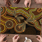 Orange Indigenous Dragonfly Australia Puzzle Aboriginal Art - Aussie Hoodie