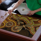 Orange Indigenous Dragonfly Australia Puzzle Aboriginal Art - Aussie Hoodie