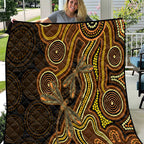 Orange Indigenous Dragonfly Australia Quilt Aboriginal Art - Aussie Hoodie