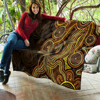 Orange Indigenous Dragonfly Australia Quilt Aboriginal Art - Aussie Hoodie