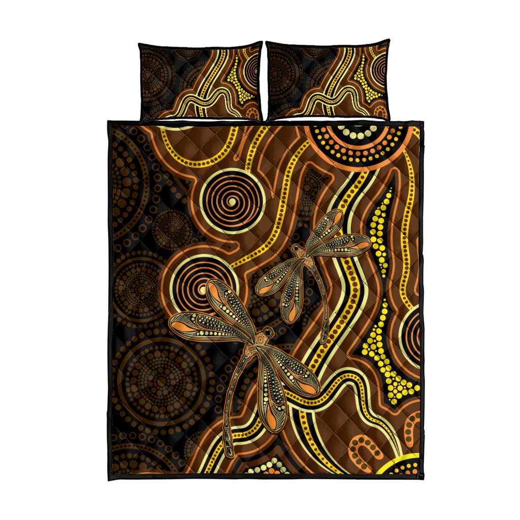 Orange Indigenous Dragonfly Australia Quilt Bed Set Aboriginal Art - Aussie Hoodie