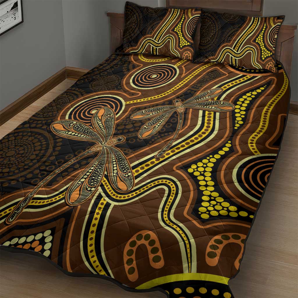 Orange Indigenous Dragonfly Australia Quilt Bed Set Aboriginal Art - Aussie Hoodie