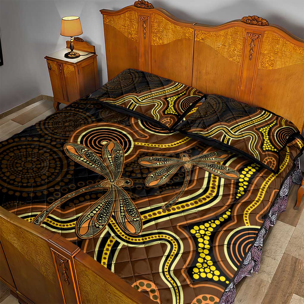 Orange Indigenous Dragonfly Australia Quilt Bed Set Aboriginal Art - Aussie Hoodie