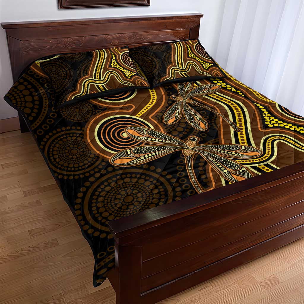 Orange Indigenous Dragonfly Australia Quilt Bed Set Aboriginal Art - Aussie Hoodie