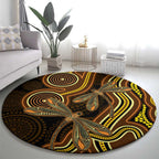 Orange Indigenous Dragonfly Australia Round Carpet Aboriginal Art - Aussie Hoodie
