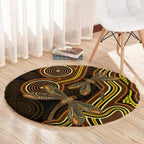 Orange Indigenous Dragonfly Australia Round Carpet Aboriginal Art - Aussie Hoodie