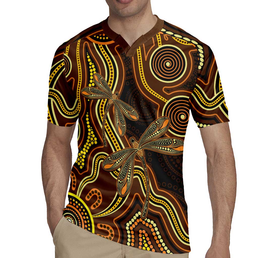 Orange Indigenous Dragonfly Australia Rugby Jersey Aboriginal Art - Aussie Hoodie